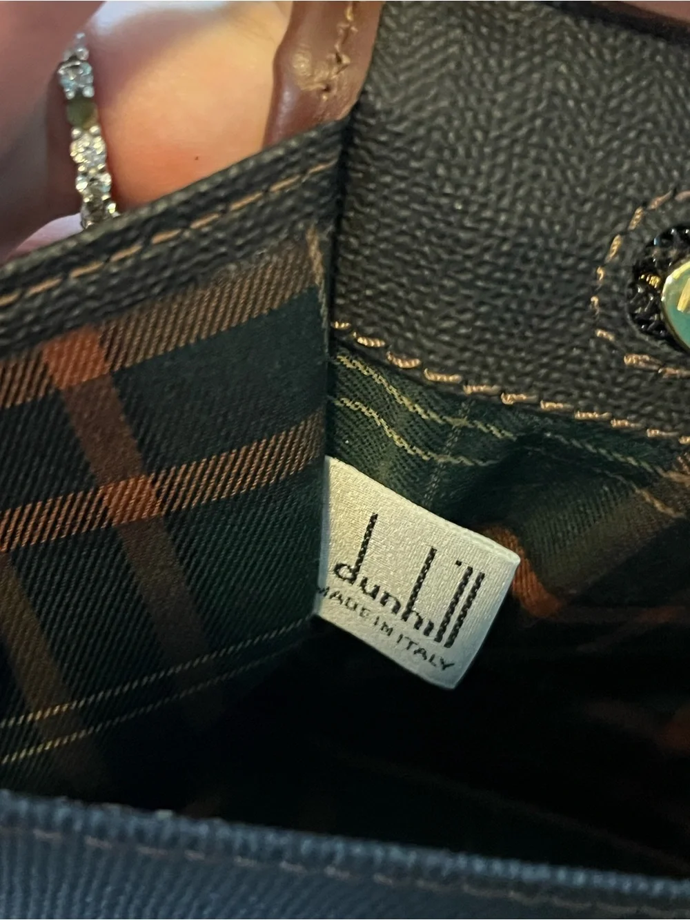 Vintage Alfred Dunhill Leather Canvas Clutch Bag with Key Lock